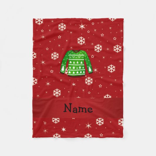 Aangepaste naam groene lelijke kersttrui fleece deken (Voorkant)