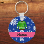 Aangepaste naam groene lelijke kersttrui sleutelhanger (Voorkant)