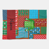 Aangepaste naam groene lelijke kersttrui theedoek (Horizontaal)