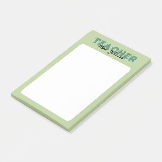 Aangepaste Naam Groene Leraar Post-it® Notes (Schuin)
