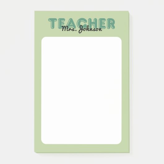 Aangepaste Naam Groene Leraar Post-it® Notes (Voorkant)