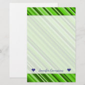 Aangepaste naam + Groene lijnen/Stripes Patroon Briefpapier (Voorkant / Achterkant)