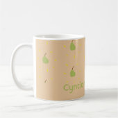 Aangepaste naam groene peer patroon bruin koffiemok (Links)