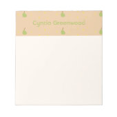 Aangepaste naam groene peer patroon bruin notitieblok (Voorkant)