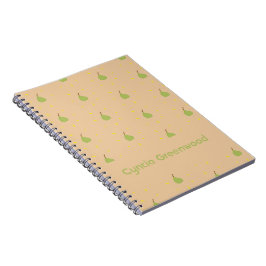 Aangepaste naam groene peer patroon bruin notitieboek