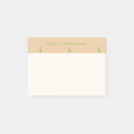 Aangepaste naam groene peer patroon bruin post-it® notes