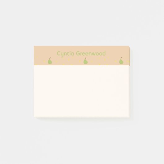 Aangepaste naam groene peer patroon bruin post-it® notes (Voorkant)