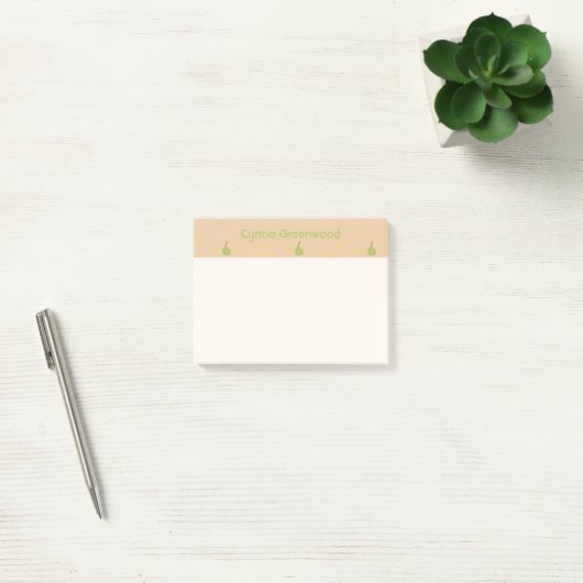 Aangepaste naam groene peer patroon bruin post-it® notes (Kantoor)