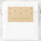 Aangepaste naam groene peer patroon bruin rechthoekige sticker (Tas)
