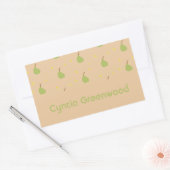 Aangepaste naam groene peer patroon bruin rechthoekige sticker (Envelop)