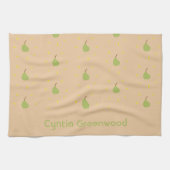 Aangepaste naam groene peer patroon bruin theedoek (Horizontaal)