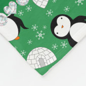 Aangepaste naam groene pinguïns igloos sneeuwvlokk fleece deken (Hoek)