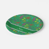 Aangepaste naam groene regenboog muzieknoten papieren bordje (Gekanteld)