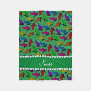 Aangepaste naam groene regenboog schoenen fleece deken