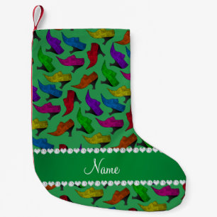 Aangepaste naam groene regenboog schoenen kleine kerstsok