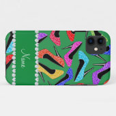 Aangepaste naam groene regenboogluipaard hoge hakk Case-Mate iPhone case (Achterkant (horizontaal))