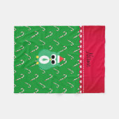 Aangepaste naam groene santa owl groene snoepriet fleece deken (Voorkant (Horizontaal))