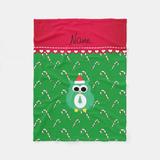 Aangepaste naam groene santa owl groene snoepriet fleece deken (Voorkant)