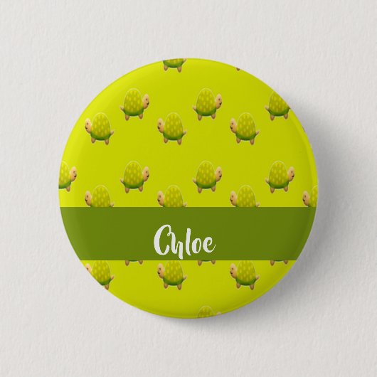 Aangepaste naam groene schildpadden ronde button 5,7 cm (Voorkant)