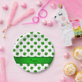 Aangepaste naam groene shamrocks groene streep papieren bordje (Feest)