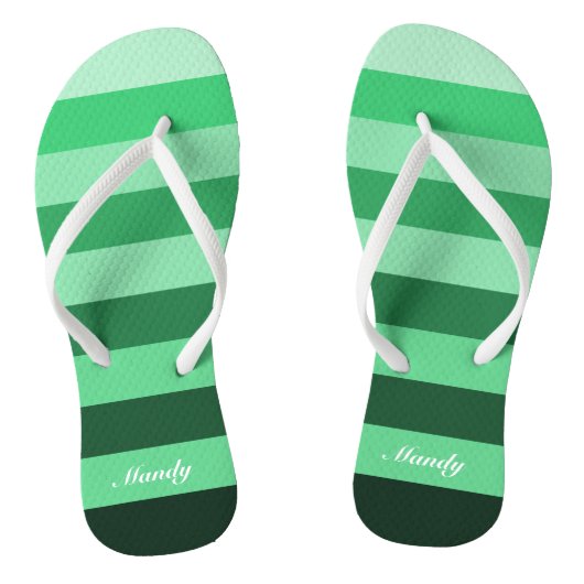 Aangepaste naam groene strepenpatroon teenslippers (Voetbed)