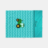 Aangepaste naam groene tractor turquoise chevrons fleece deken (Voorkant (Horizontaal))