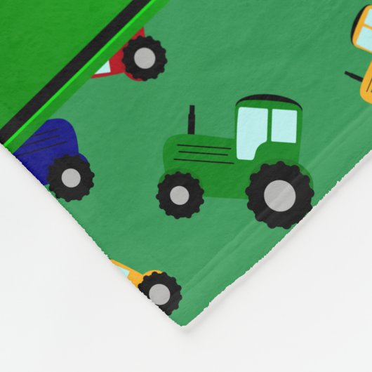 Aangepaste naam groene tractoren fleece deken (Hoek)