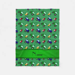 Aangepaste naam groene tractoren fleece deken