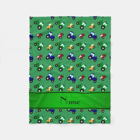 Aangepaste naam groene tractoren fleece deken (Voorkant)
