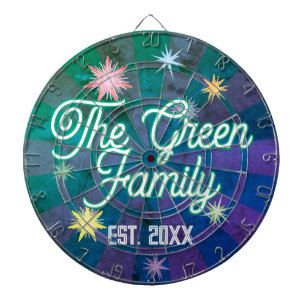 Aangepaste naam groene typografie & multi-gekleurd dartbord