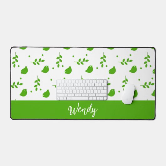 Aangepaste naam groene vogels bureaumat (Keyboard & Muis)