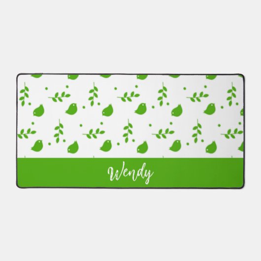 Aangepaste naam groene vogels bureaumat (Voorkant)