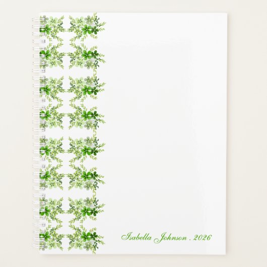 Aangepaste naam groene waterverf bloem planner (Voorkant)