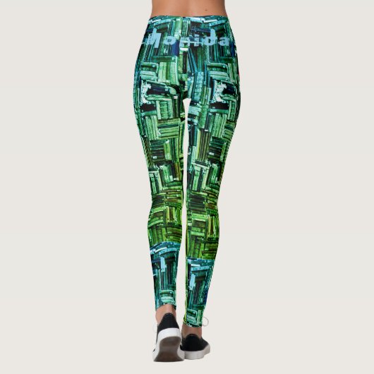 Aangepaste naam Groene Workout Leggings (Achterkant)