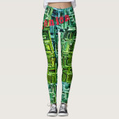 Aangepaste naam Groene Workout Leggings (Voorkant)