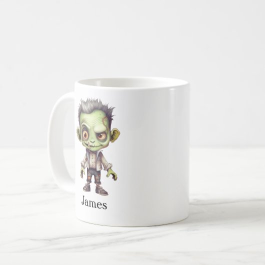 Aangepaste naam Groene Zombie Halloween Koffiemok (Voorkant links)