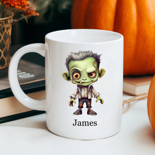 Aangepaste naam Groene Zombie Halloween Koffiemok