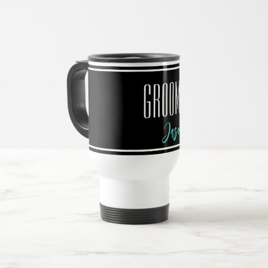 Aangepaste naam Groom Travel Mug Reisbeker (Voorkant links)
