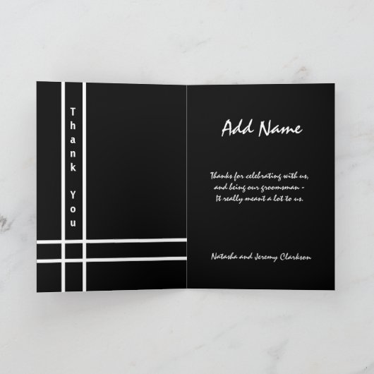 Aangepaste naam Groomsman bruiloft Dank u G431 Bedankkaart (Binnen)