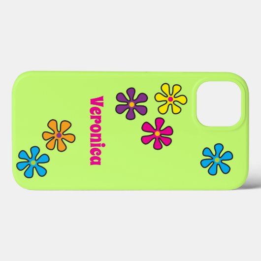 Aangepaste naam Groovy Hippie Flower Case-Mate iPhone Case (Achterkant (horizontaal))