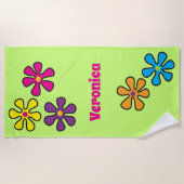 Aangepaste naam Groovy Hippie Flower Strandlaken (Voorkant)