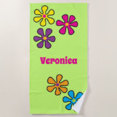 Aangepaste naam Groovy Hippie Flower Strandlaken (Voorkant)