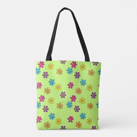 Aangepaste naam Groovy Hippie Flower Tote Bag (Achterkant)