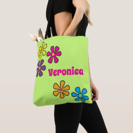 Aangepaste naam Groovy Hippie Flower Tote Bag
