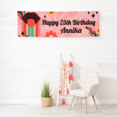 Aangepaste naam, Groovy Verjaardagsfeestbanner Spandoek (Insitu)