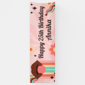 Aangepaste naam, Groovy Verjaardagsfeestbanner Spandoek (Verticaal)