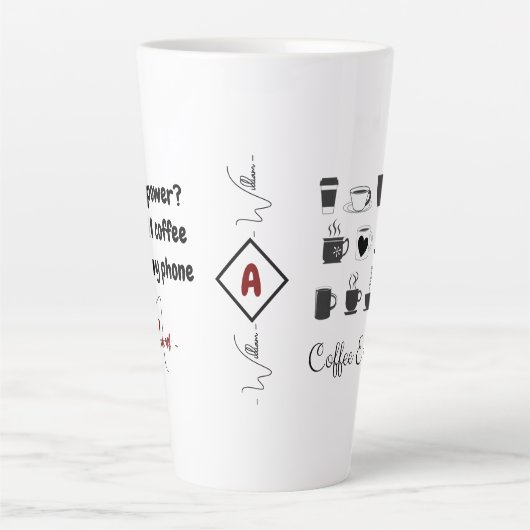 Aangepaste naam, Grote koffie espressokop | Grappi Latte Mok (Voorkant)