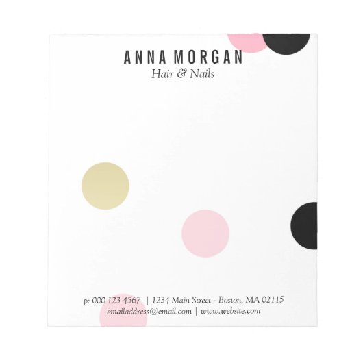 Aangepaste naam grote roze en zwarte Confetti Notitieblok (Voorkant)