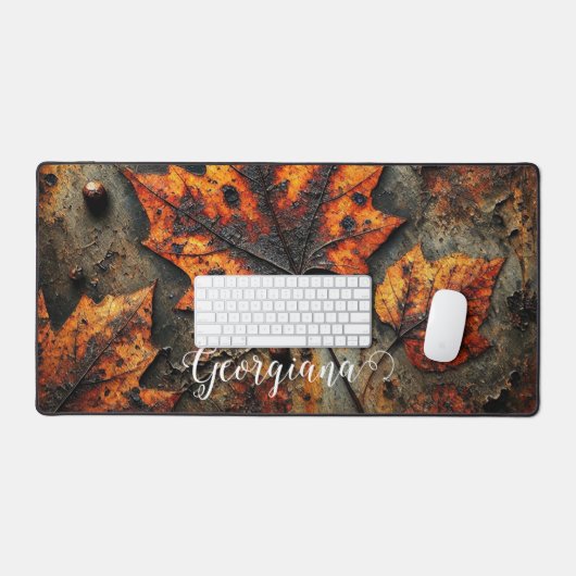 Aangepaste naam Grungy Autumnal Industrial Leaves Bureaumat (Keyboard & Muis)