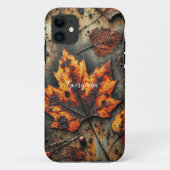 Aangepaste naam Grungy Autumnal Industrial Leaves Case-Mate iPhone Case (Achterkant)